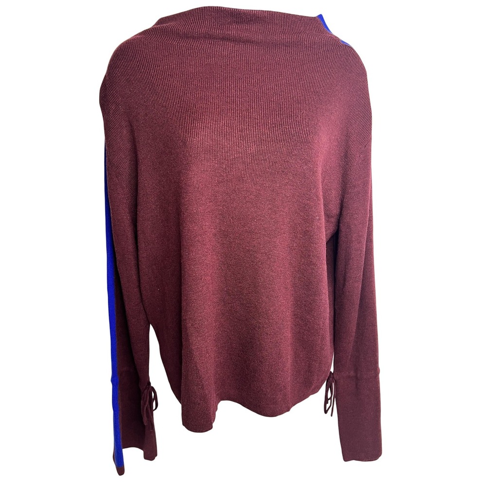Splendid Sweater Womens Medium‎ Ruby Burgundy Blue Knit Pullover Cashmere Blend